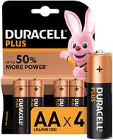 Duracell (1 Confezione) Duracell Plus Batterie 4pz Stilo LR6 MN1500 AA